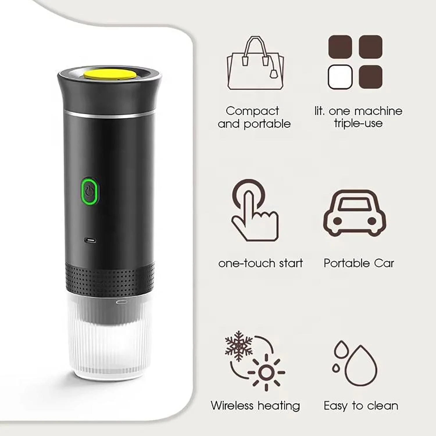 3-in-1 Wireless Electric Portable Mini Espresso Machine